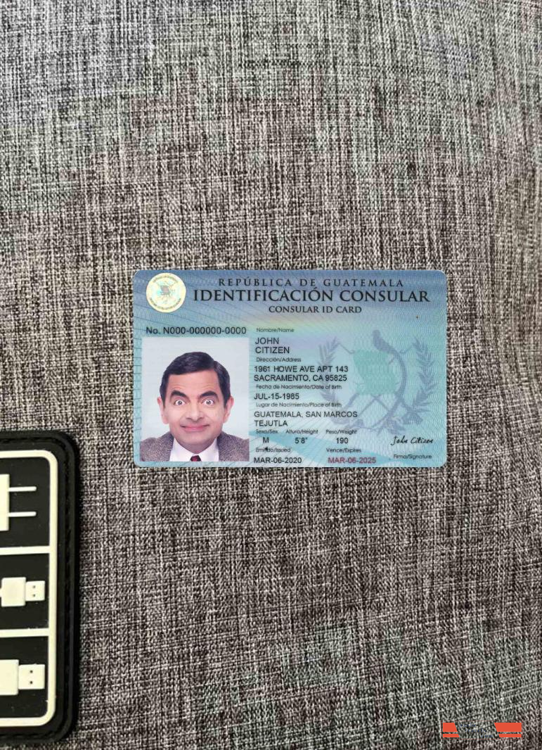 Guatemala consular ID card photolook FRONT PSD template